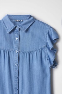 LIGHTDENIM BLOUSE WITH RUFFLE DETAIL