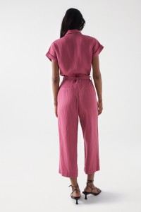 LIGHTDENIM CROPPED STRAIGHT LEG JUMPSUIT