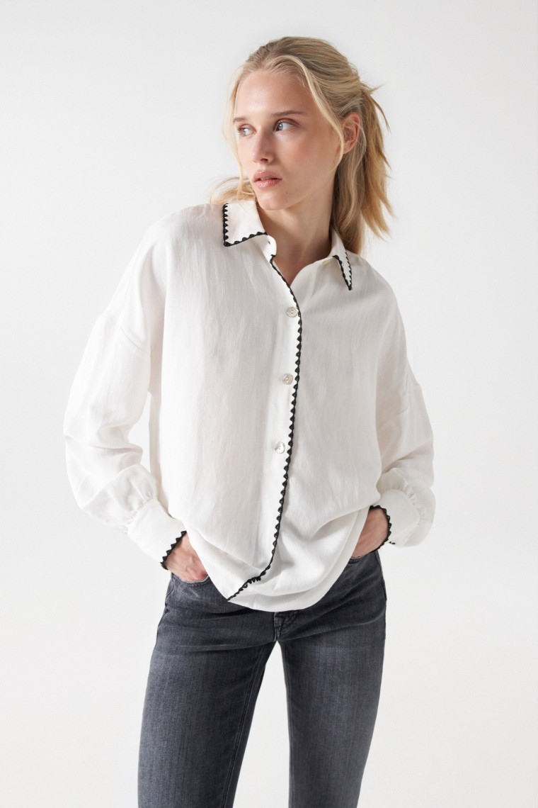 CAMISA DE LINO CON DETALLE BORDADO