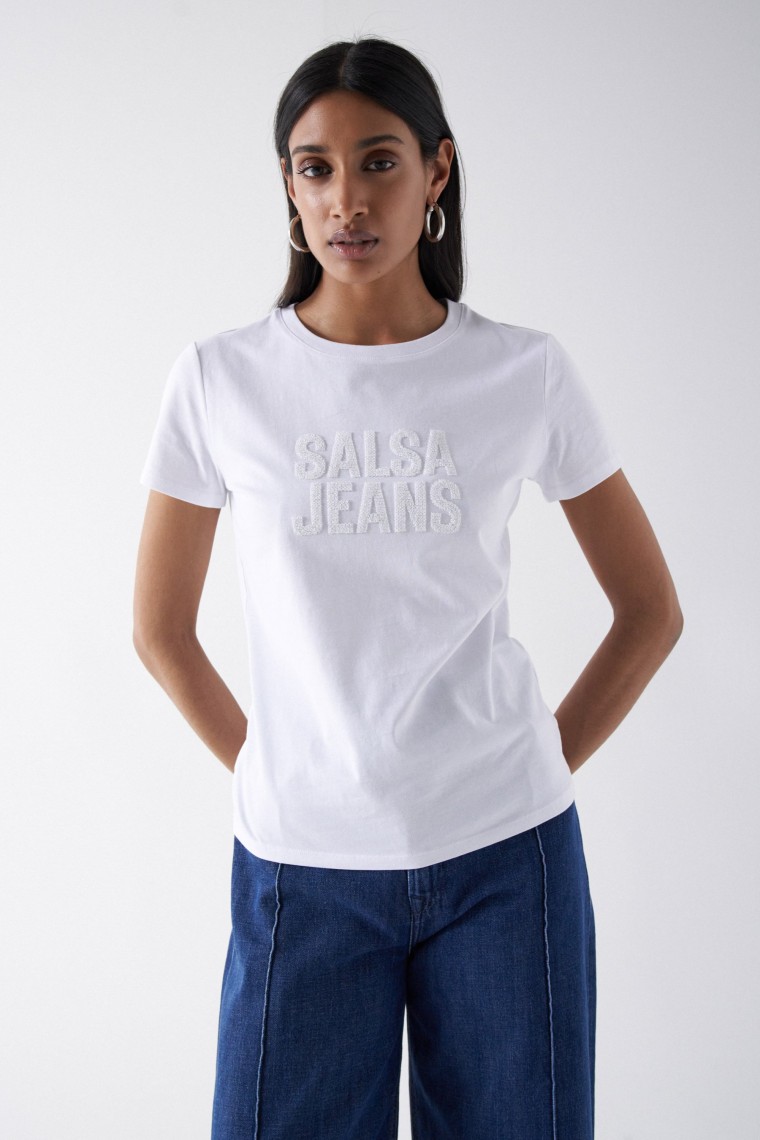 T-SHIRT AVEC LOGO SALSA ET PERLES