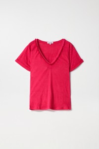 LINEN T-SHIRT WITH GLITTER DETAIL