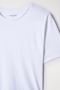 COTTON T-SHIRT WITH DYEING AND BRANDING