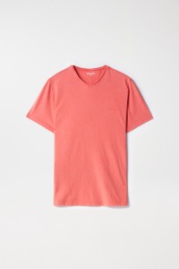 COTTON T-SHIRT WITH DYEING AND BRANDING