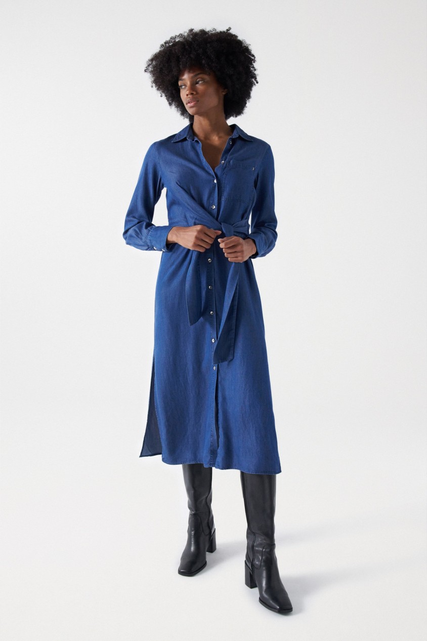 LONG LIGHTDENIM SHIRT DRESS