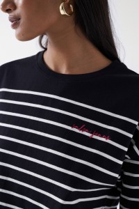 STRIPED T-SHIRT WITH SALSA LOGO