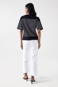 STRIPED T-SHIRT WITH SALSA LOGO