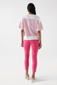 STRIPED T-SHIRT WITH SALSA LOGO