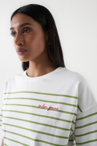 STRIPED T-SHIRT WITH SALSA LOGO