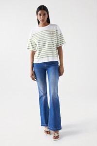 STRIPED T-SHIRT WITH SALSA LOGO