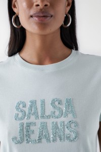 T-SHIRT AVEC LOGO SALSA ET PERLES