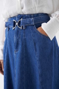 LIGHTDENIM FLARED MIDI SKIRT