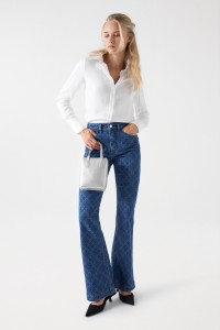 PATTERNED FAITH PUSH IN FLARE JEANS