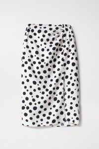 PRINT MIDI SKIRT WITH LINEN