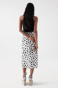 PRINT MIDI SKIRT WITH LINEN