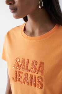 T-SHIRT AVEC LOGO SALSA ET PERLES