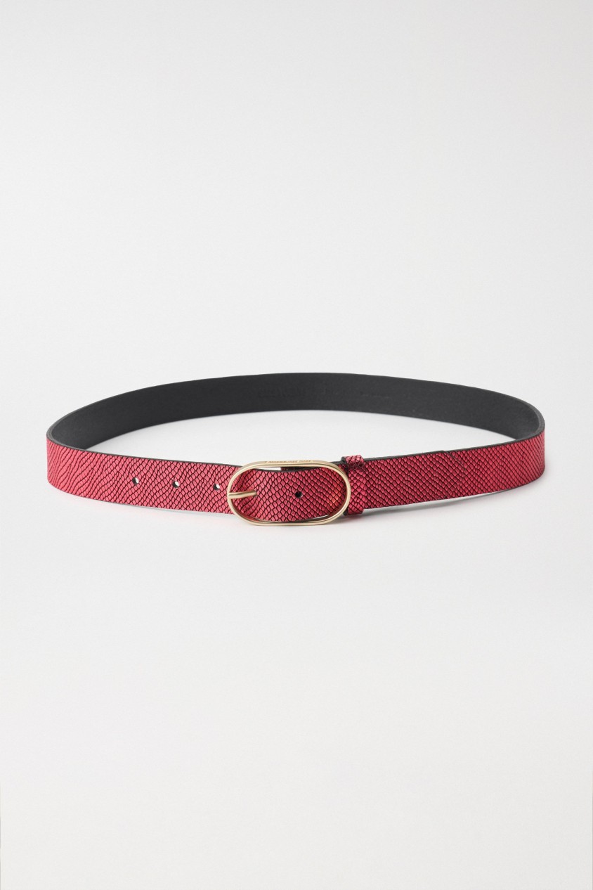 CROCODILE EFFECT LEATHER BELT