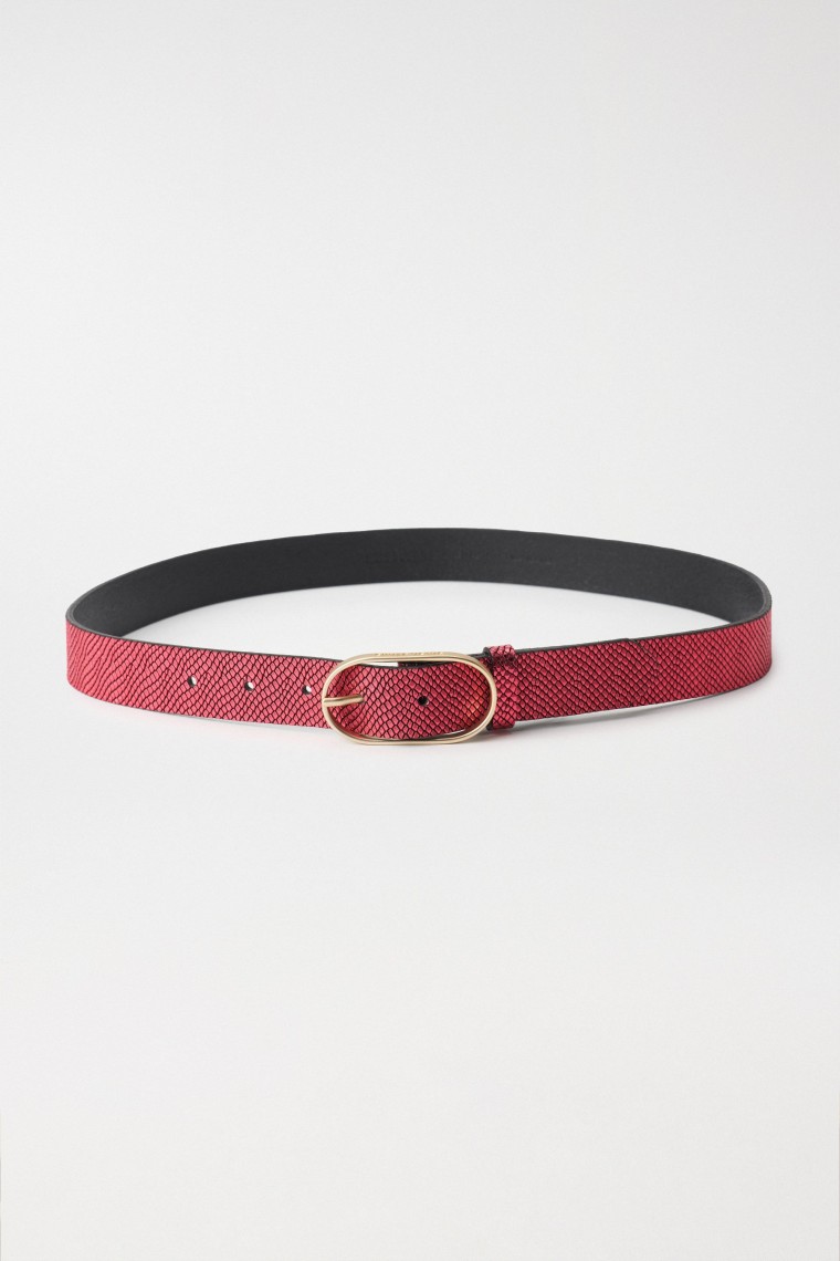 CROCODILE EFFECT LEATHER BELT