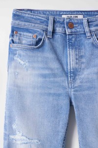 DESTINY PUSH UP-JEANS, CROPPED SLIM, MIT RISSEN