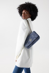 TWEED HANDBAG WITH DENIM EFFECT