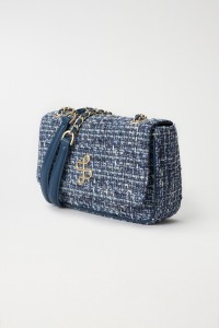 TWEED HANDBAG WITH DENIM EFFECT