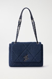 DENIM BAG WITH METAL LOGO