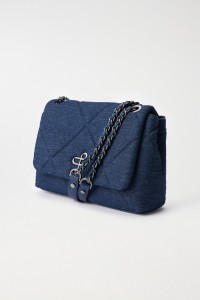 DENIM BAG WITH METAL LOGO