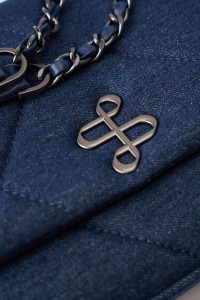 DENIM BAG WITH METAL LOGO