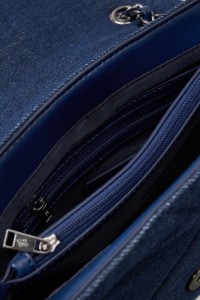 DENIM BAG WITH METAL LOGO