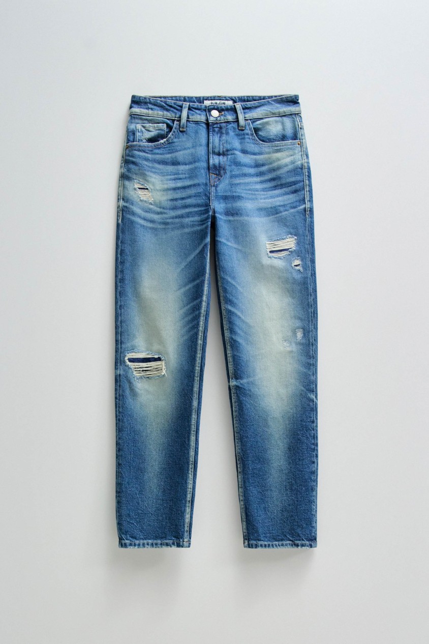 JEANS TRUE CROPPED SLIM COM RASGES