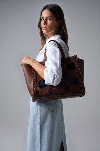 PERFORATED LEATHER TOTE BAG