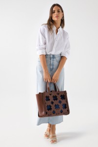 PERFORATED LEATHER TOTE BAG