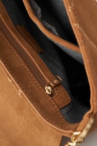 SUEDE BAG WITH METAL LOGO