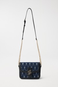 CROSSBODY BAG IN LEATHER WITH DENIM