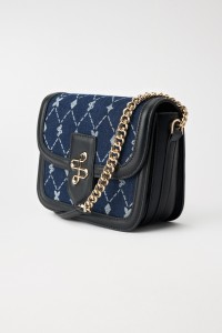 CROSSBODY BAG IN LEATHER WITH DENIM