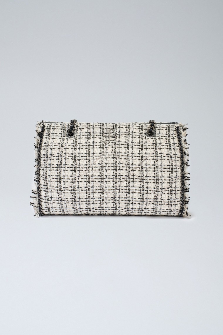 BOLSO DE HOMBRO TWEED CON BRILLO