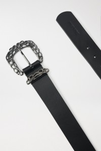 LEATHER BELT WITH METAL BUCKLE