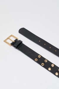 PERFORATED BLACK LEATHER BELT