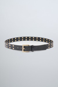 PERFORATED BLACK LEATHER BELT