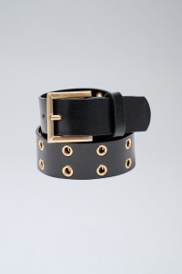 PERFORATED BLACK LEATHER BELT