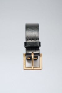 PERFORATED BLACK LEATHER BELT