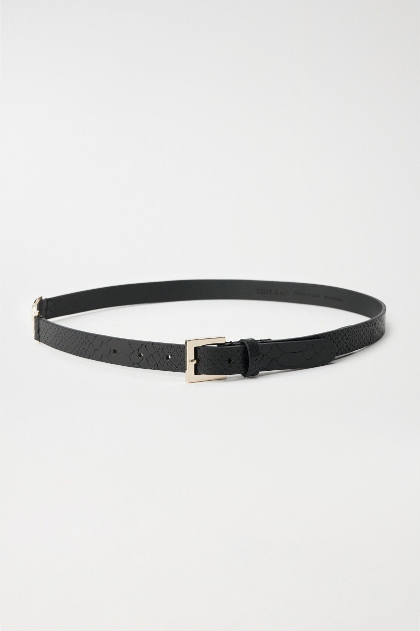 LEATHER BELT WITH GOLDEN BRANDING