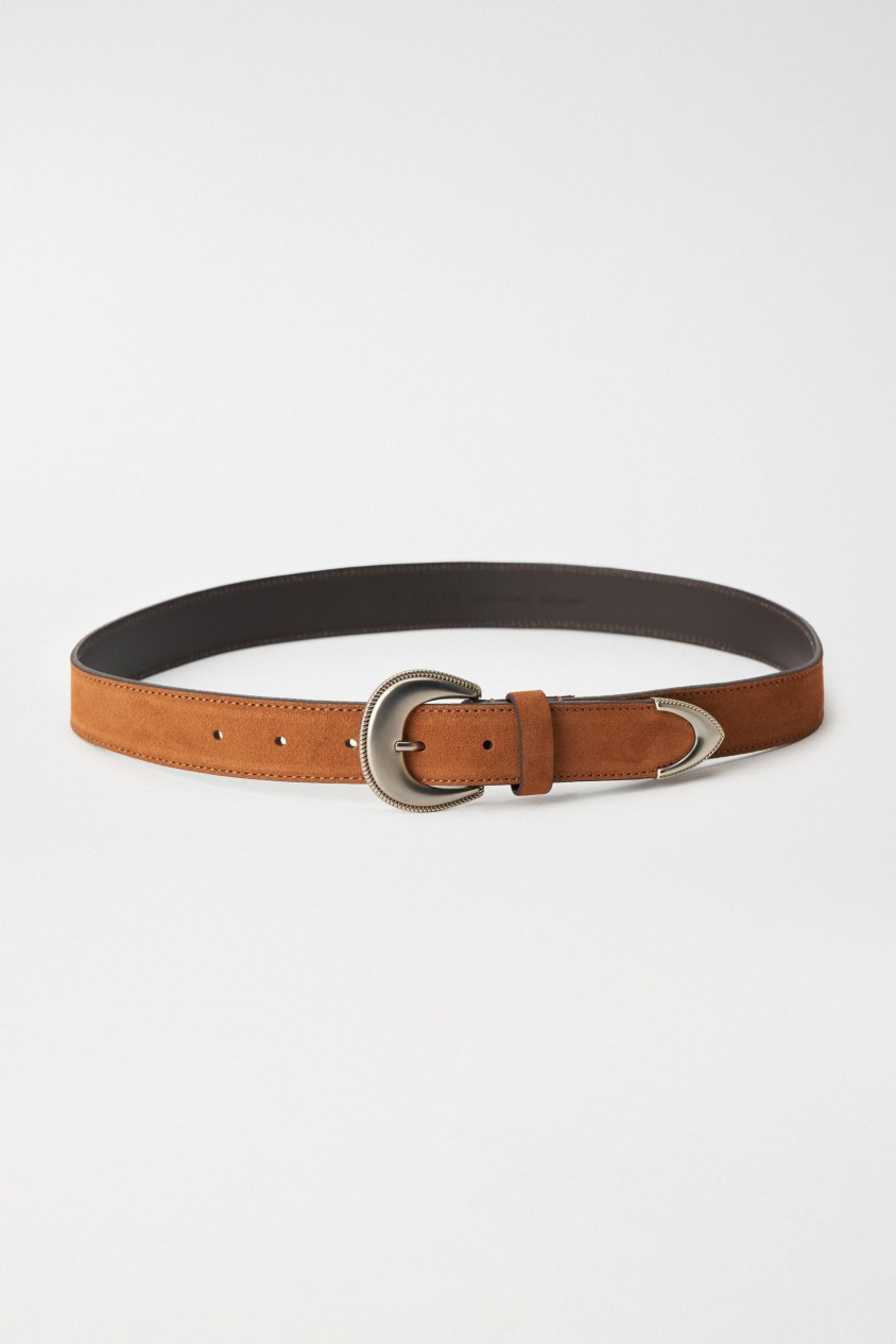 LEATHER BELT WITH METALLIC BUCKLE