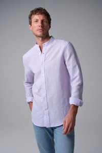 CHEMISE  RAYURES EN MLANGE DE LIN