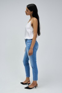 JEANS DESTINY PUSH UP CROPPED SKINNY MIT RISSEN