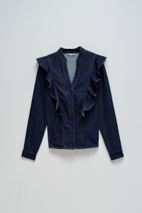 LIGHTDENIM SHIRT WITH RUFFLES