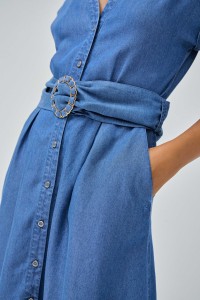 VESTIDO MIDI EM LIGHTDENIM