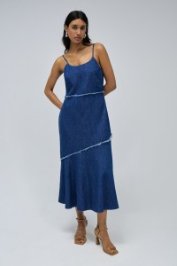 LIGHTDENIM DRESS WITH LINEN