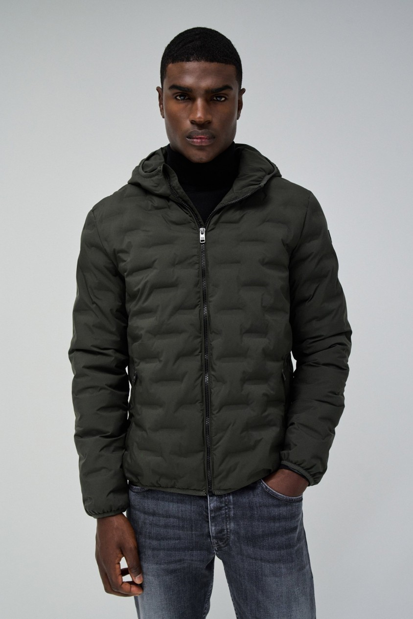 JEANSMANTEL PUFFER MIT TASCHE