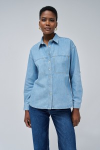 LIGHTDENIM SHIRT WITH GLITTERS