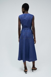 MIDI INDIGO LINEN DRESS